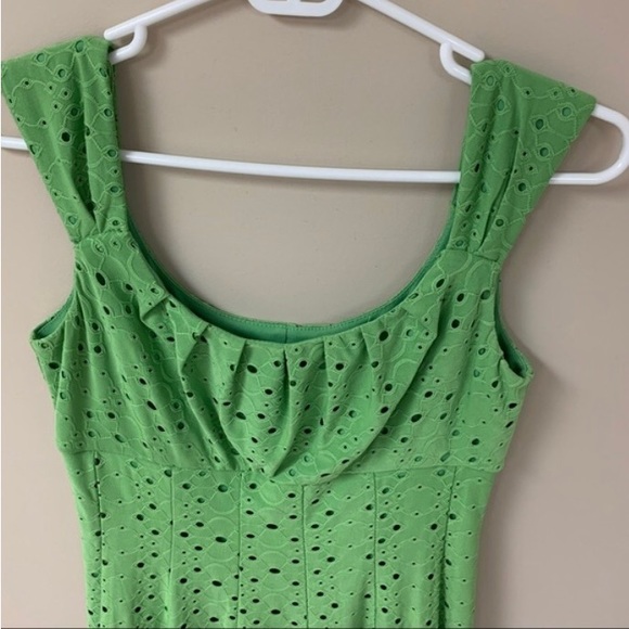 London Times Green Eyelet Midi Dress - Picture 4 of 5